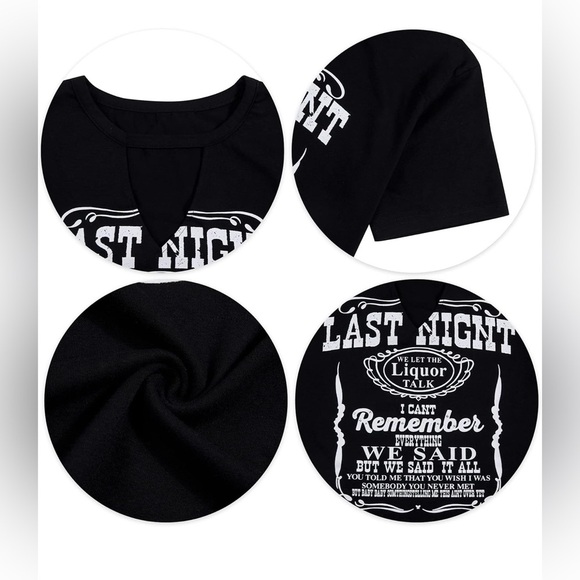 Uniqueone Women's Country Western Hollow Out V-neck Top-Black-Size Medium - Picture 3 of 9